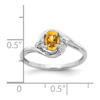 14K White Gold Citrine & Diamond Oval November Ring – view 3