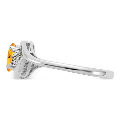 14K White Gold Citrine & Diamond Oval November Ring – view 4