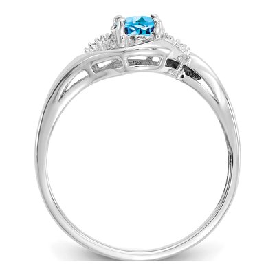 14K White Gold Swiss Blue Topaz & Diamond Ring – view 2