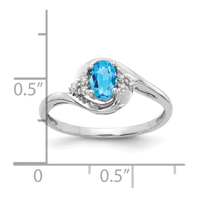 14K White Gold Swiss Blue Topaz & Diamond Ring – view 3