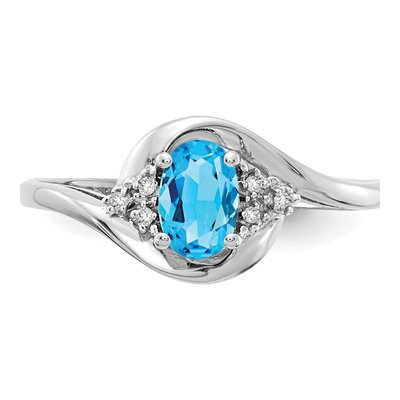 14K White Gold Swiss Blue Topaz & Diamond Ring – view 5