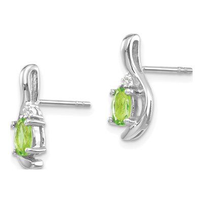 14K White Gold Peridot & Diamond Oval Dangle Earrings – view 3