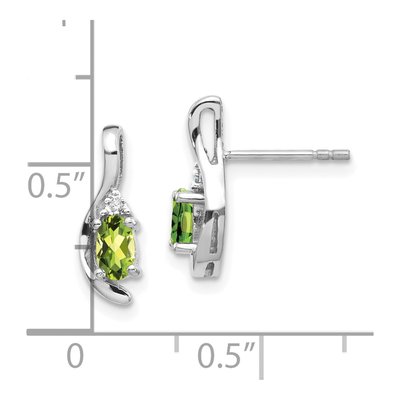 14K White Gold Peridot & Diamond Oval Dangle Earrings – view 5