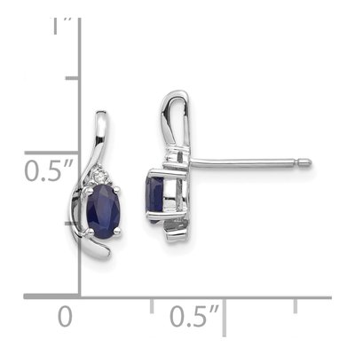14K White Gold Sapphire & Diamond Oval September Dangle Earrings – view 4