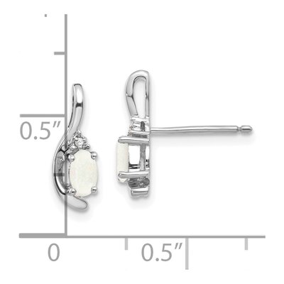 14K White Gold Opal & Diamond Oval Dangle Earrings – view 5