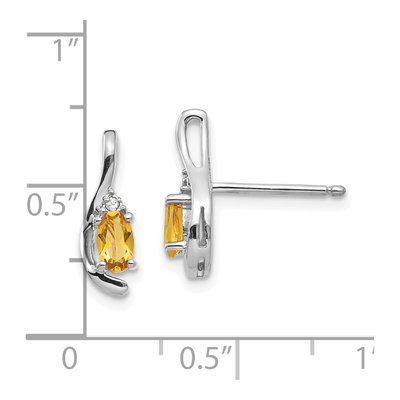 14K White Gold Citrine & Diamond Oval Dangle Earrings – view 4