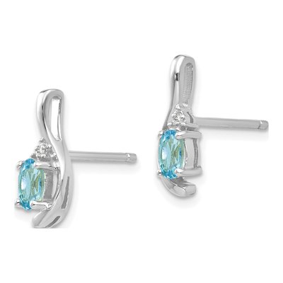14K White Gold Swiss Blue Topaz & Diamond Dangle Earrings – view 3