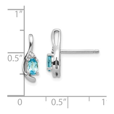 14K White Gold Swiss Blue Topaz & Diamond Dangle Earrings – view 5