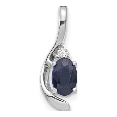 14K White Gold Sapphire & Diamond September Pendant