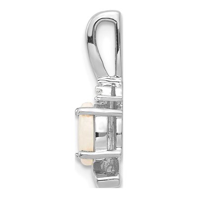 14K White Gold Opal & Diamond October Pendant – view 3