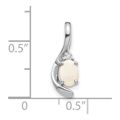 14K White Gold Opal & Diamond October Pendant – view 4