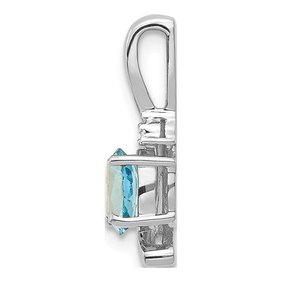 14K White Gold Swiss Blue Topaz & Diamond Pendant – view 2