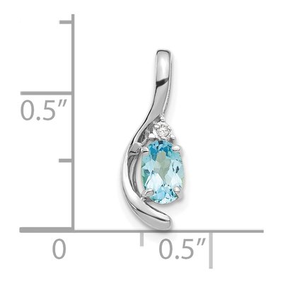 14K White Gold Swiss Blue Topaz & Diamond Pendant – view 3