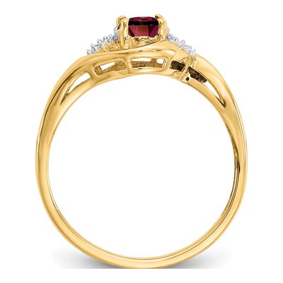 14K Yellow Gold Garnet & Diamond Oval Ring – view 2