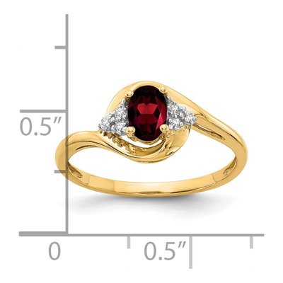 14K Yellow Gold Garnet & Diamond Oval Ring – view 3