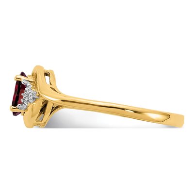14K Yellow Gold Garnet & Diamond Oval Ring – view 4