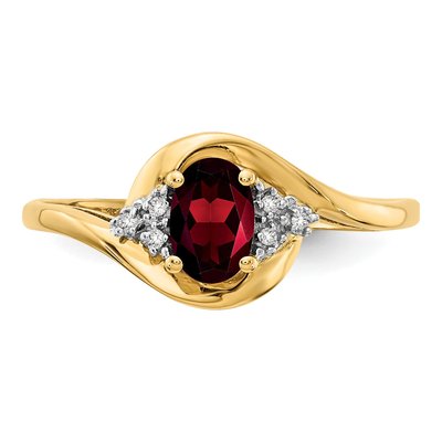 14K Yellow Gold Garnet & Diamond Oval Ring – view 5