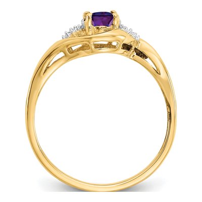 14K Yellow Gold Amethyst & Diamond Oval Ring – view 2
