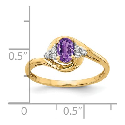 14K Yellow Gold Amethyst & Diamond Oval Ring – view 3