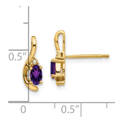 14K Yellow Gold Amethyst & Diamond Oval Dangle Earrings – view 4