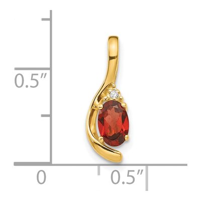 14K Yellow Gold Garnet & Diamond Oval Pendant – view 3