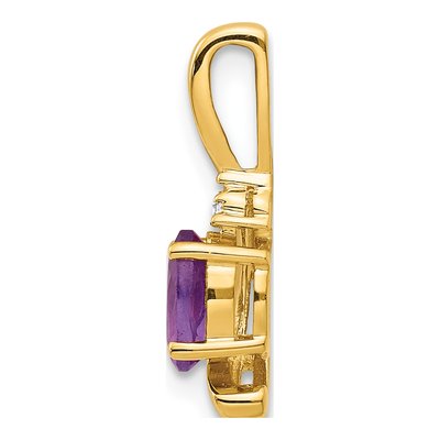 14K Yellow Gold Amethyst & Diamond Birthstone Pendant – view 2