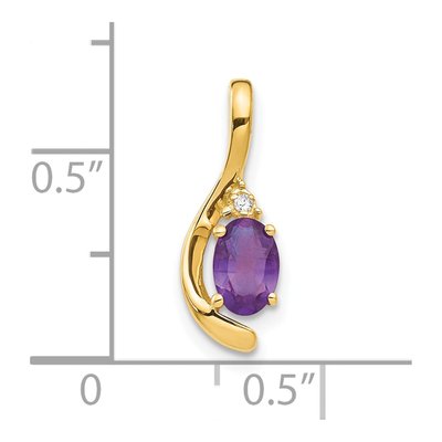 14K Yellow Gold Amethyst & Diamond Birthstone Pendant – view 3