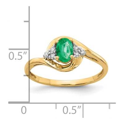 14K Yellow Gold Emerald & Diamond Oval Ring – view 3