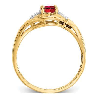 14K Yellow Gold Ruby & Diamond Oval Ring – view 2