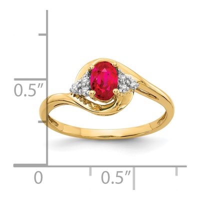 14K Yellow Gold Ruby & Diamond Oval Ring – view 3
