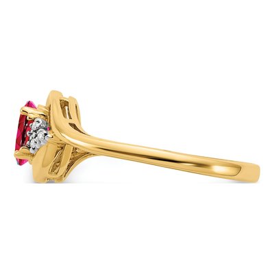 14K Yellow Gold Ruby & Diamond Oval Ring – view 4