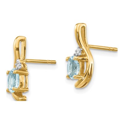 14K Yellow Gold Aquamarine & Diamond Dangle Earrings – view 2