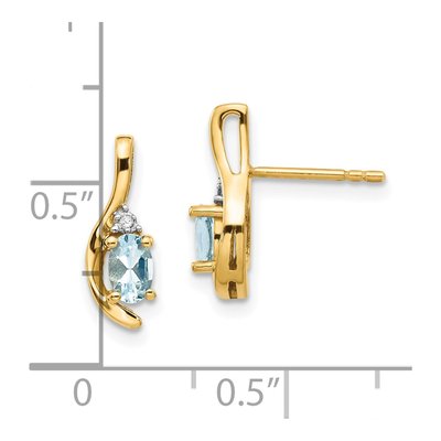 14K Yellow Gold Aquamarine & Diamond Dangle Earrings – view 4
