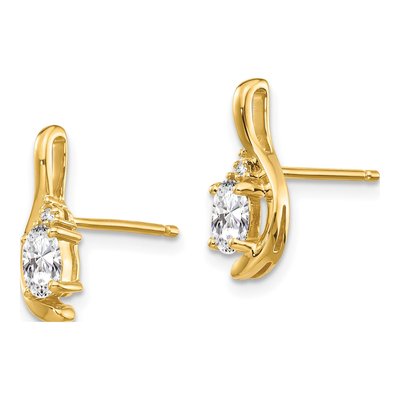 14K Yellow Gold White Topaz & Diamond Oval Dangle Earrings – view 2