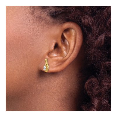 14K Yellow Gold White Topaz & Diamond Oval Dangle Earrings – view 3