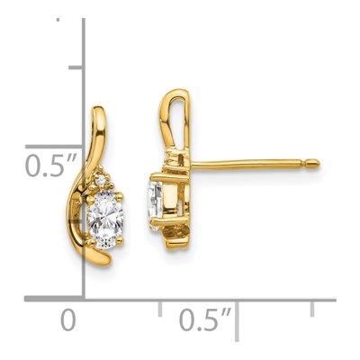14K Yellow Gold White Topaz & Diamond Oval Dangle Earrings – view 4