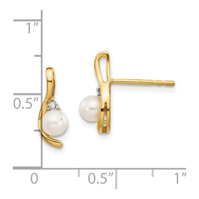 14K Yellow Gold Pearl & Diamond June Dangle Earrings – view 4