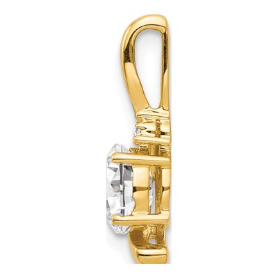14K Yellow Gold White Topaz & Diamond April Birthstone Pendant – view 2