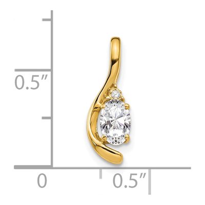 14K Yellow Gold White Topaz & Diamond April Birthstone Pendant – view 3