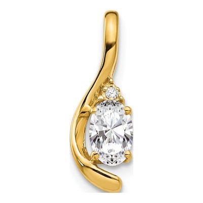 14K Yellow Gold White Topaz & Diamond April Birthstone Pendant