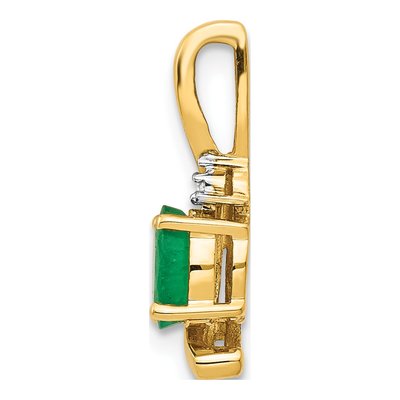 14K Yellow Gold Emerald & Diamond Oval May Pendant – view 2