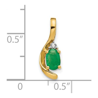 14K Yellow Gold Emerald & Diamond Oval May Pendant – view 3