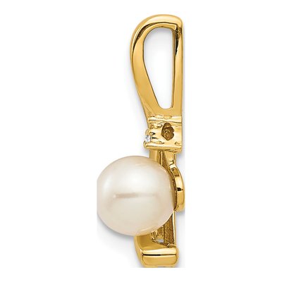 14K Yellow Gold Freshwater Cultured Pearl & Diamond June Pendant – view 2
