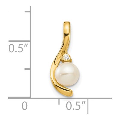 14K Yellow Gold Freshwater Cultured Pearl & Diamond June Pendant – view 3