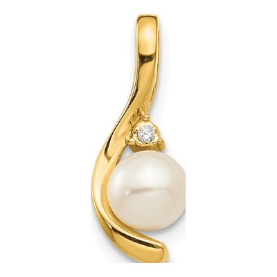 14K Yellow Gold Freshwater Cultured Pearl & Diamond June Pendant