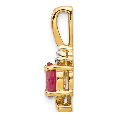 14K Yellow Gold Ruby & Diamond July Pendant – view 2