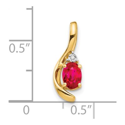 14K Yellow Gold Ruby & Diamond July Pendant – view 3