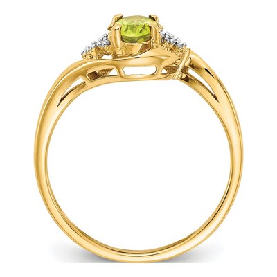14K Yellow Gold Peridot & Diamond Oval Ring – view 2