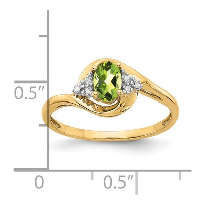 14K Yellow Gold Peridot & Diamond Oval Ring – view 3