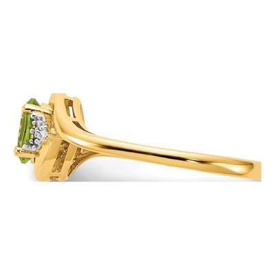 14K Yellow Gold Peridot & Diamond Oval Ring – view 4